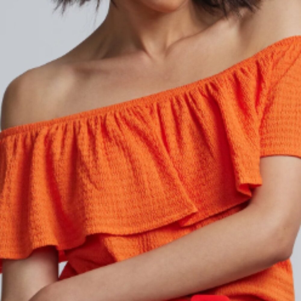 Off-The-Shoulder Knit Top & High-Waisted Knit Palazzo Pant